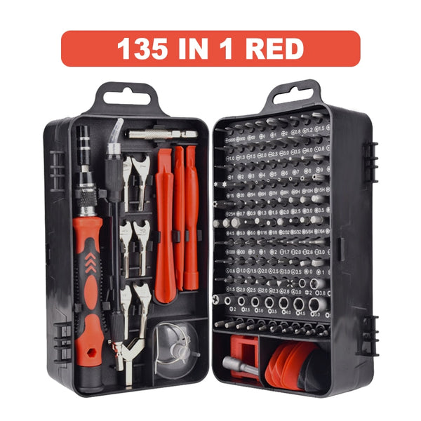 QUK Precision Screwdriver 135 In 1 Set Magnetic Mini Screw Nuts Bits Phillips Hex Torx Multifunction Household Repair Tools Kit